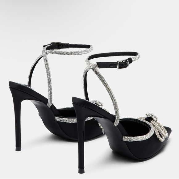 Steve Madden Viable Black Rhinestone Bow Heels – Size 9, Brand New with Box - Picture 3 of 16